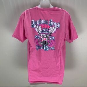 Disneyland Walt Disney Daytona Beach 2022 Graphic T-shirt Pink Bike Week Medium